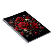 Carnet Crânes dorés et roses rouges scintillent de glamou (Côté Droit)