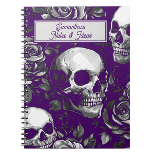 Carnet Crânes Gothiques Et Rose Violet