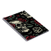 Carnet Crânes & Roses Rouges Floral Gothique (Côté Droit)
