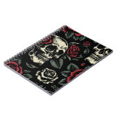 Carnet Crânes & Roses Rouges Floral Gothique (Côté gauche)