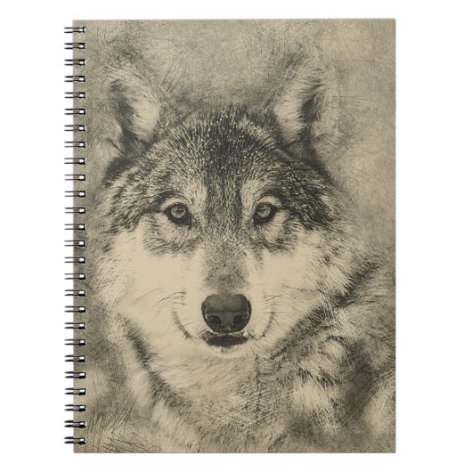 Carnet Crayon 16x24 de loup (Devant)