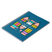 Carnet Crayon de couleur bleu nom de professeur dessin an (Côté gauche)