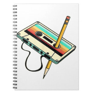 Carnet Crayon de ruban de cassette des années 80 Lancer r