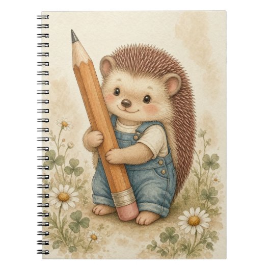 Carnet Crayon Hérisson Aquarelle Vintage (Devant)