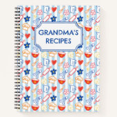 Carnet Crayon Kitchen Doodle Retro Cooking Pattern Recipe (Devant)