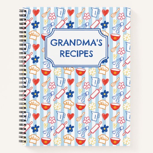 Carnet Crayon Kitchen Doodle Retro Cooking Pattern Recipe (Devant)