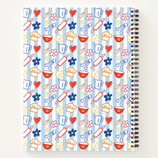 Carnet Crayon Kitchen Doodle Retro Cooking Pattern Recipe (Dos)