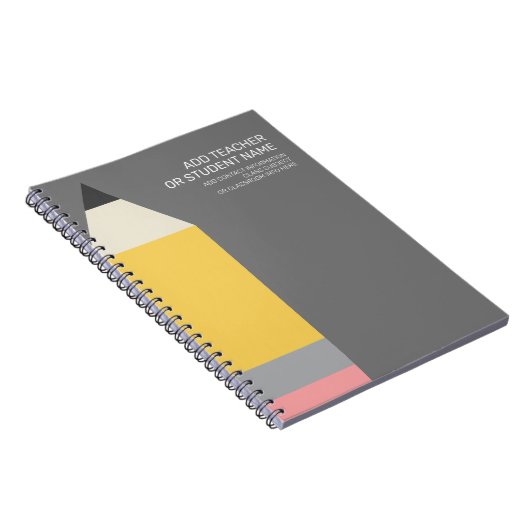 Carnet Crayon moderne avec enseignant et matière de class (Côté Droit)