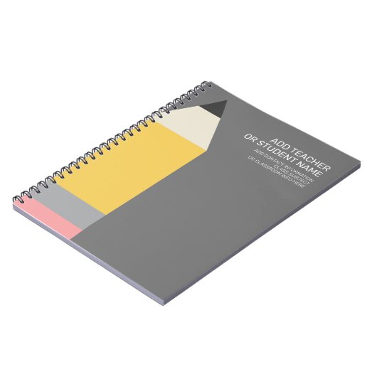 Carnet Crayon moderne avec enseignant et matière de class (Côté gauche)