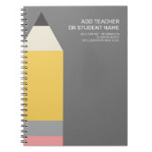 Carnet Crayon moderne avec enseignant et matière de class (Devant)