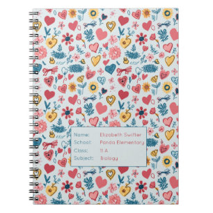 Carnet Crayon Pastel Coeur & Fleurs