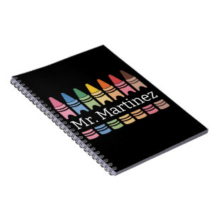 Carnet Crayon Personnalisé Nom de l'enseignant Mignon Dos