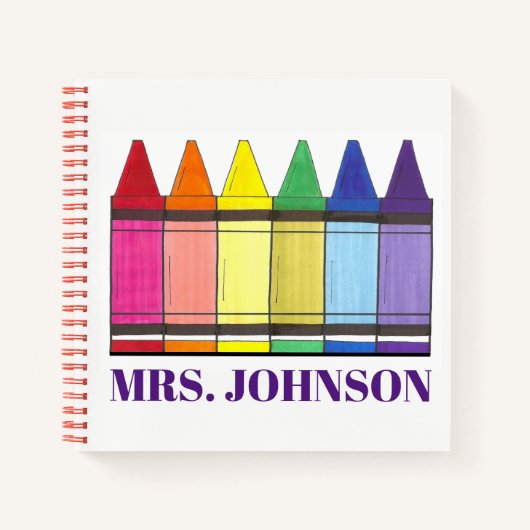 Carnet Crayons arc-en-ciel Professeur d'art à l'école (Devant)