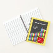 Carnet Crayons colorés de l'enseignant et pomme rouge (Intérieur)