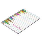 Carnet Crayons D'Art Coloré Nom Personnalisé Retour À L'É (Côté gauche)