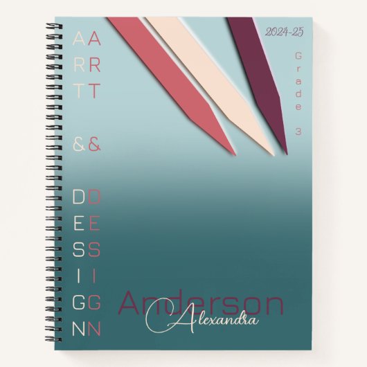 Carnet Crayons de couleur aux teintes douces (Devant)