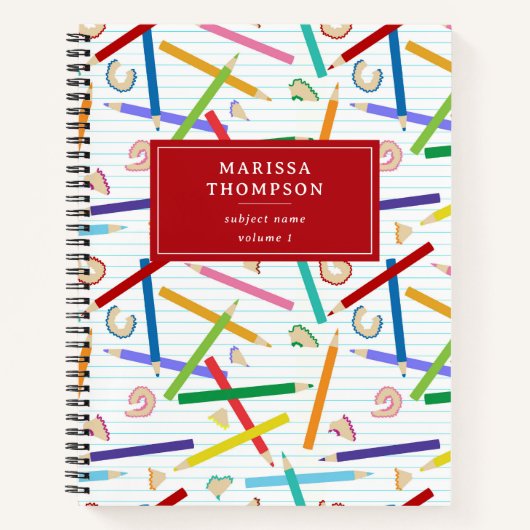 Carnet Crayons de couleur motif écolier enseignant élève (Devant)