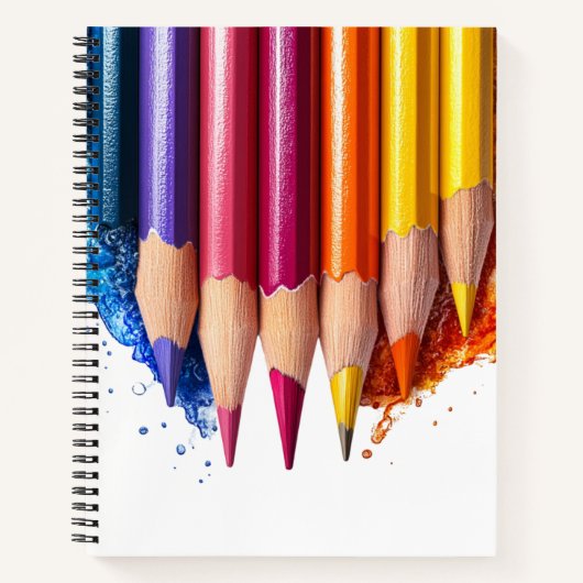 CARNET CRAYONS DE COULEUR ROUGE BLEU VIOLET JAUNE VERT (Devant)
