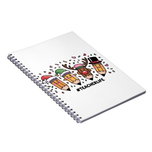 Carnet Crayons de Noël Enseignant Vie d'enseignant Joyeux (Côté Droit)
