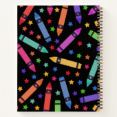 Carnet Crayons et étoiles de couleur noire Motif (Dos)