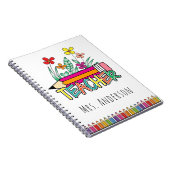 Carnet Crayons mignons Nom de l'enseignant (Côté Droit)