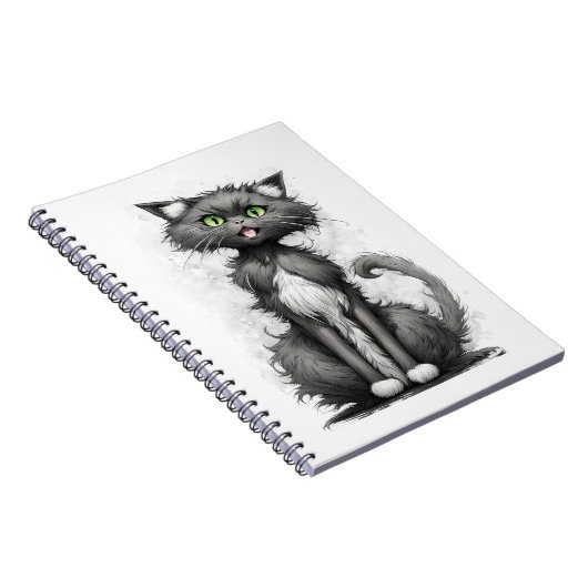 Carnet Crazy Chat Sur Blanc (Côté Droit)