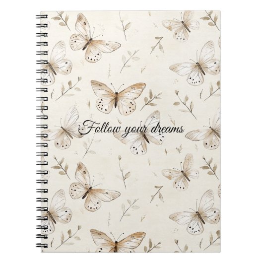 Carnet Cream Beige Sand Butterflies (Devant)
