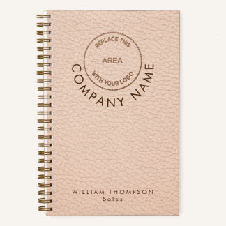 Carnet Cream Faux Leather Company Nom du personnel Logo C