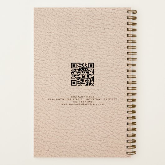 Carnet Cream Faux Leather Nom de l'entreprise Logo Code Q (Verso)