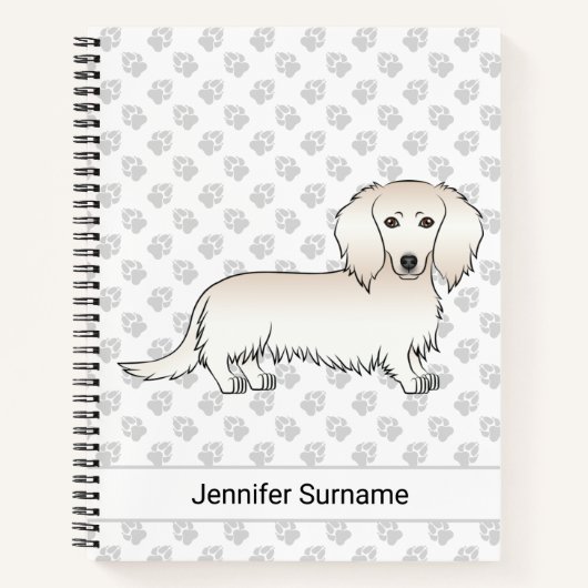 Carnet Cream Long Cheveux Dachshund Dessin Chien & Texte (Devant)