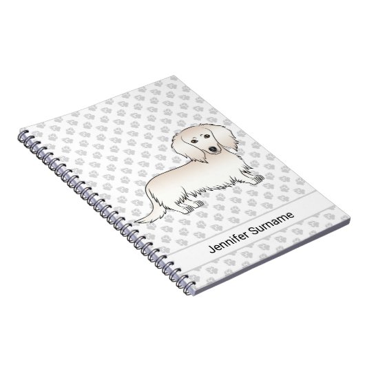 Carnet Cream Long Cheveux Dachshund mignon Dessin de dess (Côté Droit)