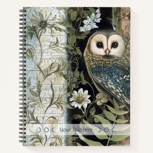 Carnet Create Your Own Blue Owl Floral Botanical (Devant)