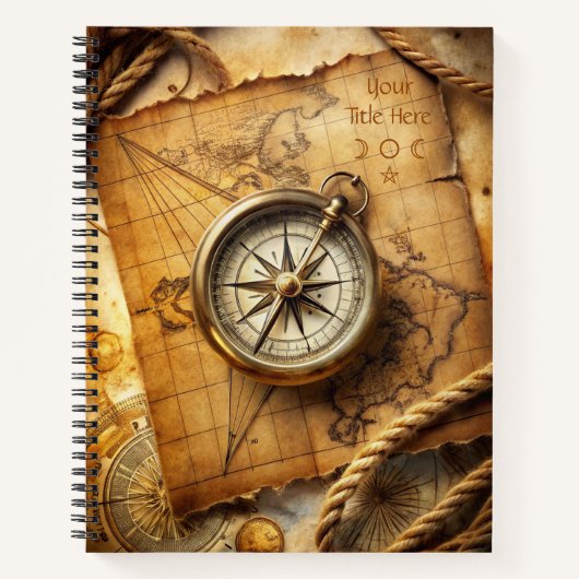 Carnet Create Your Own Brass Compass Rose Travel (Devant)