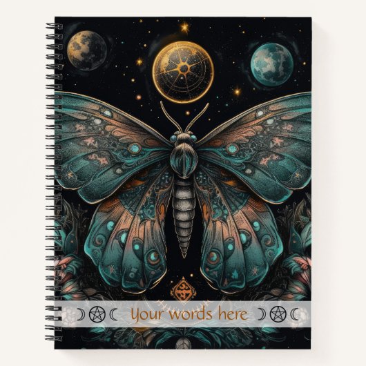 Carnet Create Your Own Celestial Blue Orange Fantasy Moth (Devant)