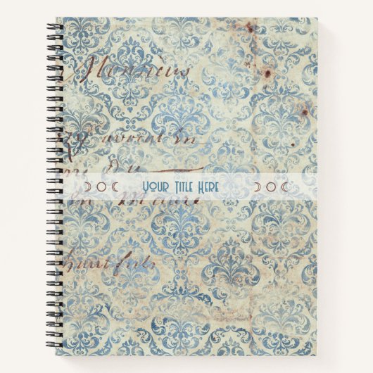 Carnet Create Your Own Distressed Blue Damask Love Letter (Devant)