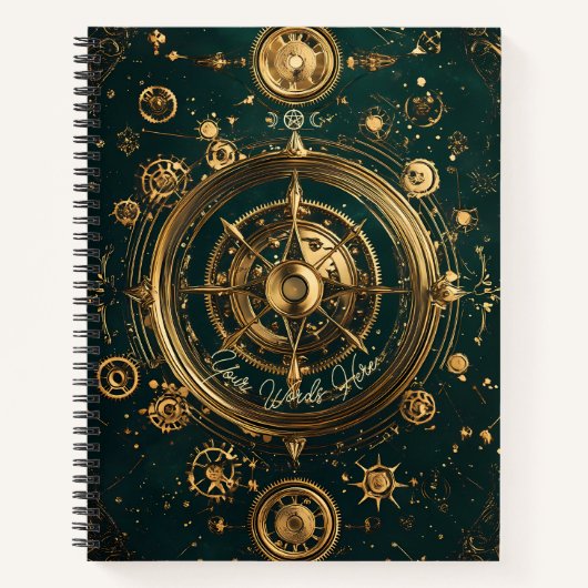 Carnet Create Your Own Gilded Teal Steampunk Compass Rose (Devant)