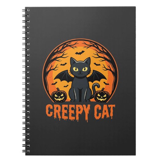 Carnet Création graphique de chat effrayant Halloween cha (Devant)