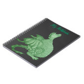 Carnet créature imaginaire mythique dragon vert mignon (Côté gauche)