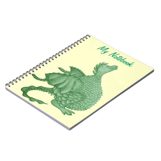 Carnet créature imaginaire mythique dragon vert mignon (Côté gauche)