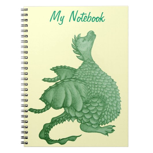 Carnet créature imaginaire mythique dragon vert mignon (Devant)
