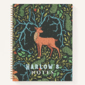 Carnet Créature mythique semblable à un cerf, motif botan (Devant)