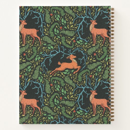 Carnet Créature mythique semblable à un cerf, motif botan (Dos)