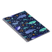 Carnet Créatures marines : baleines, méduses motif. (Côté Droit)