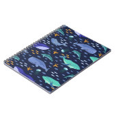 Carnet Créatures marines : baleines, méduses motif. (Côté gauche)