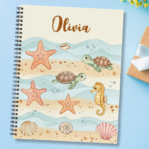 Carnet Créatures marines bébé aquarelle fantaisistes