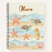 Carnet Créatures marines bébé aquarelle fantaisistes (Devant)