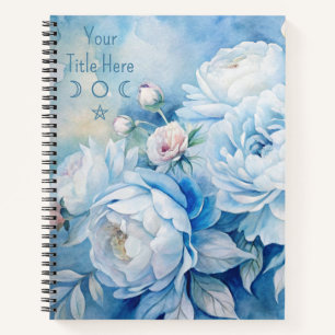 Carnet Créez vos propres pivoines florales bleues shabby 