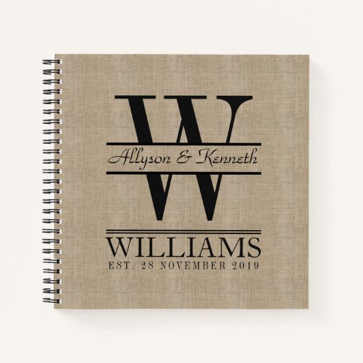 Carnet Créez votre propre Burlap Retro Logo Monogramme (Devant)