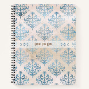 Carnet Créez votre propre damassé taché de thé bleu