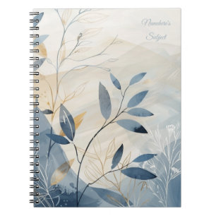 Carnet Créez Votre Propre Floral Minimaliste Bleu Doré